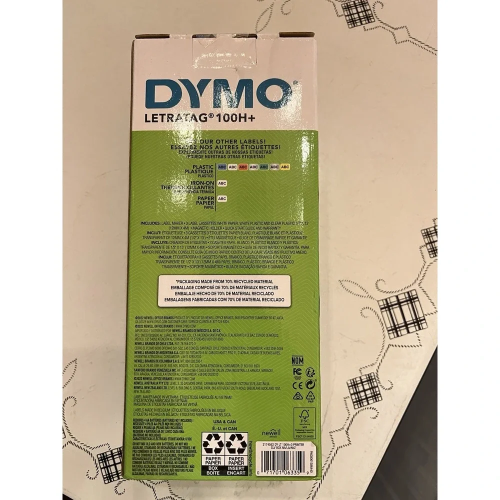 DYMO Letratag 100H+ Portable Printer Handheld Label Maker Black & Silver New